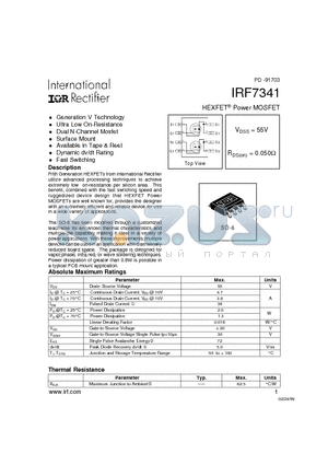 IRF7341 datasheet - HEXFET Power MOSFET