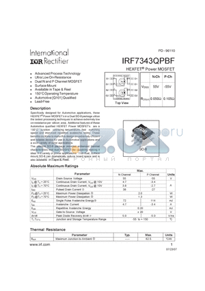 IRF7343QPBF datasheet - HEXFET Power MOSFET