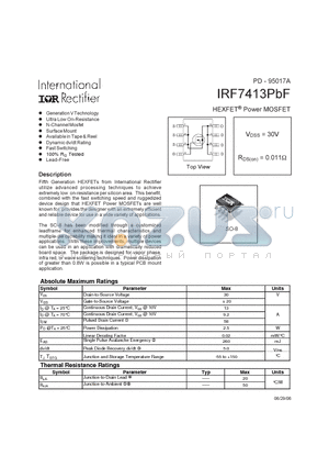 IRF7413PBF datasheet - HEXFET Power MOSFET