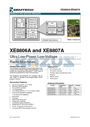 XE8806A datasheet - Ultra Low-Power Low-Voltage