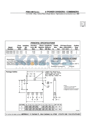 PDM-44M-10G datasheet - 0 POWER DIVIDERS / COMBINERS