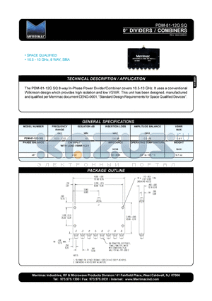 PDM-81-12GSQ datasheet - 0 DIVIDERS/COMBINERS