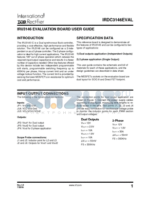 IRF7821 datasheet - IRU3146 EVALUATION BOARD USER GUIDE