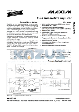 MAX2101CMQ datasheet - 6-Bit Quadrature Digitizer