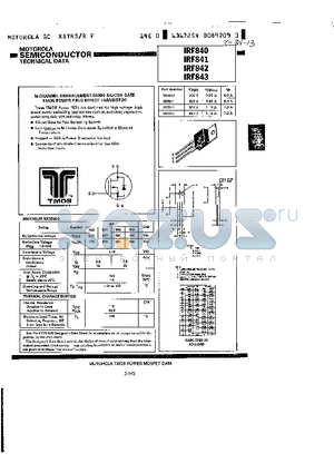 IRF842 datasheet - N-CHANNEL ENHANCEMENT-MODE SILICON GATE TMOS POWER FIELD EFFECT TRANSISTOR