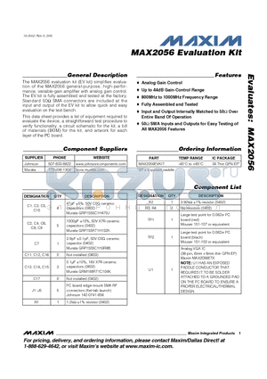 MAX2056 datasheet - Evaluation Kit
