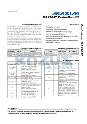 MAX2057 datasheet - Evaluation Kit