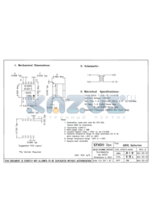 XF0013-AD4S datasheet - ADSL Inductor