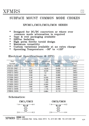 XF0013-CMC1 datasheet - SURFACE MOUNT COMMON MODE CHOKES