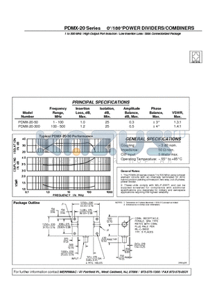 PDMX-20-300 datasheet - 0`/180`POWER DIVIDERS/COMBINERS