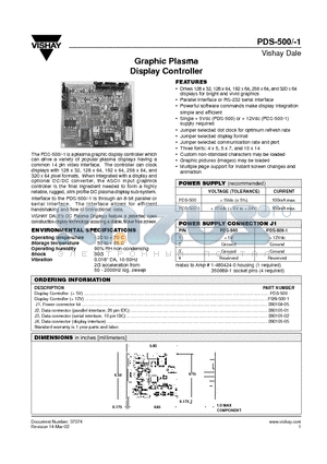 PDS-500-1 datasheet - Graphic Plasma Display Controller
