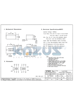 XF0013B1 datasheet - UNLESS OTHERWISE SPECIFIED TOLERANCES -0.010 DIMENSIONS IN INCH