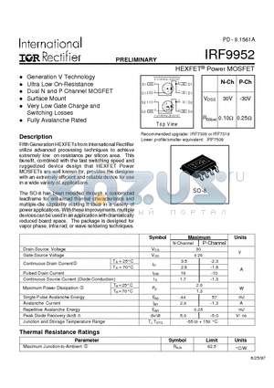 IRF9952 datasheet - Power MOSFET(Vdss=-30V)