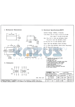 XF0013B15 datasheet - UNLESS OTHERWISE SPECIFIED TOLERANCES -0.010 DIMENSIONS IN INCH
