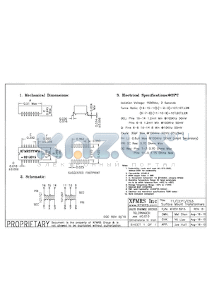 XF0013B15_10 datasheet - T1/CEPT/DS3 Surface Mount Transformers