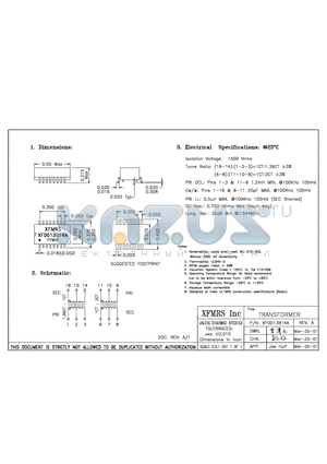 XF0013B14A datasheet - TRANSFORMER