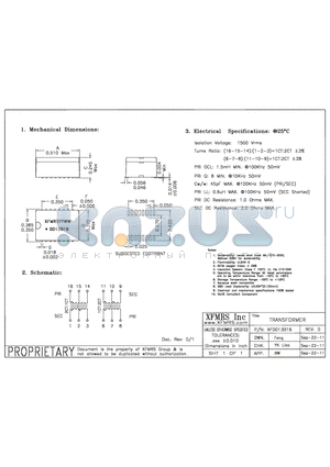 XF0013B16_11 datasheet - UNLESS OTHERWISE SPECIFIED TOLERANCES -0.010 DIMENSIONS IN INCH