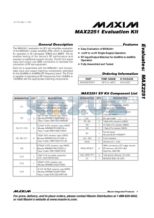 MAX2251EVKIT datasheet - Evaluation Kit