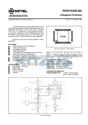 PDSP16330GC1R datasheet - Pythagoras Processor