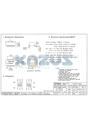 XF0013B45 datasheet - Surface Mount Transformers