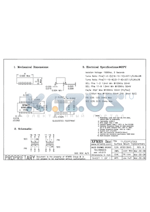 XF0013B45 datasheet - T1/CEPT/DS3 Surface Mount Transformers