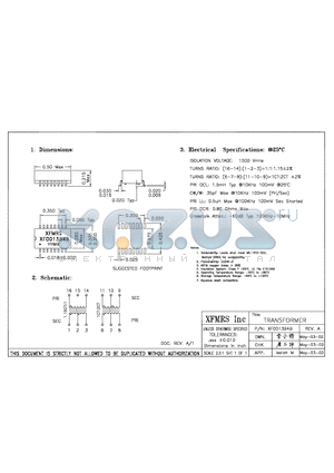 XF0013B4B datasheet - TRANSFORMER