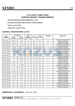 XF0013Q1 datasheet - T1/E1/CEPT QUAD PORT