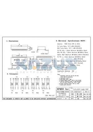 XF0013Q12 datasheet - T1/E1/CEPT QUAD PORT