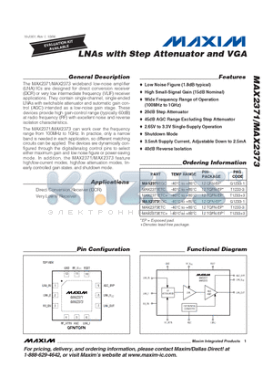 MAX2371 datasheet - LNAs with Step Attenuator and VGA