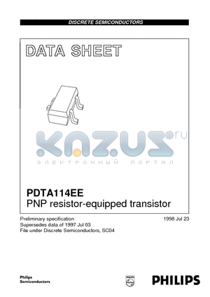 PDTA114EE datasheet - PNP resistor-equipped transistor