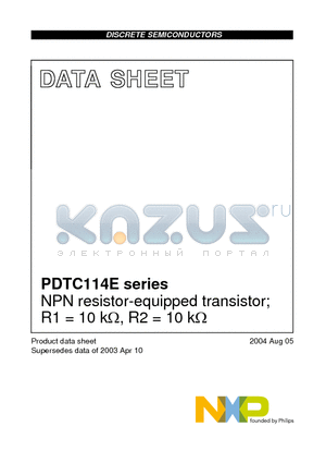 PDTC114ES datasheet - NPN resistor-equipped transistor; R1 = 10 kY, R2 = 10 kY