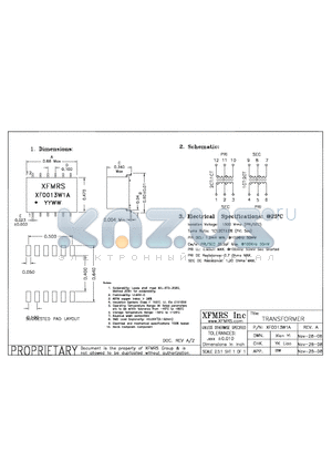 XF0013W1A datasheet - TRANSFORMER