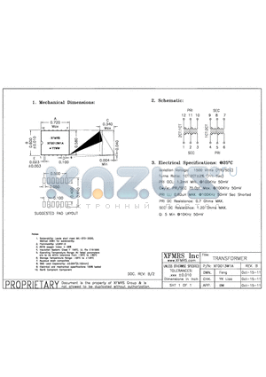 XF0013W1A_11 datasheet - UNLESS OTHERWISE SPECIFIED TOLERANCES -0.010 DIMENSIONS IN INCH