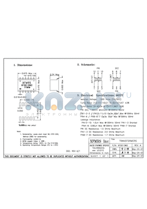 XF0013W2 datasheet - TRANSFORMERS