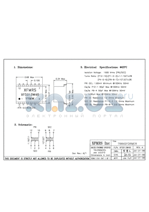 XF0013W4B datasheet - TRANSFORMERS