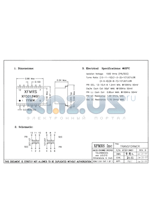 XF0013WB1 datasheet - TRANSFORMER