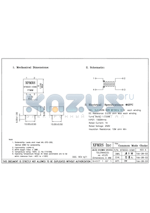 XF0033-HCMC datasheet - Common Mode Choke