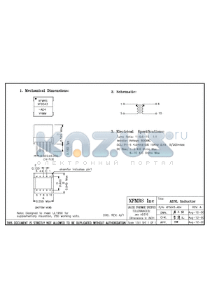 XF0043-AD4 datasheet - ADSL Inductor