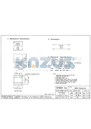 XF0043-AD6 datasheet - ADSL Inductor