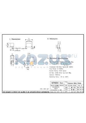 XF0046-00SM datasheet - Common Mode Choke