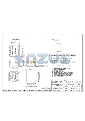 XF0046S9 datasheet - Surface Mount Inductor