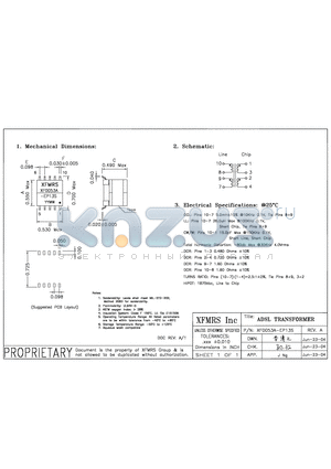 XF0053A-EP13S datasheet - ADSL TRANSFORMER