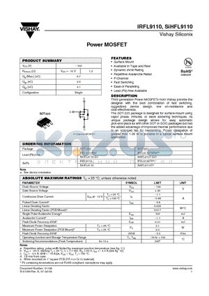 IRFL9110TR datasheet - Power MOSFET