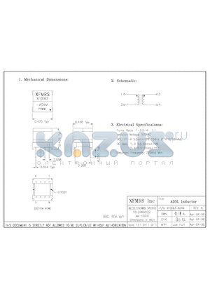 XF0063-AD4M datasheet - ADSL Inductor