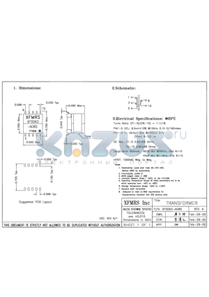 XF0063-AD8S datasheet - TRANSFORMER