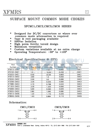 XF0103-CMC1 datasheet - SURFACE MOUNT COMMON MODE CHOKES