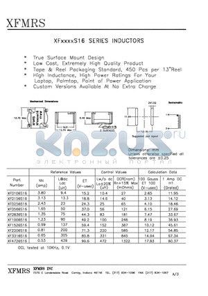 XF0106S16 datasheet - INDUCTORS