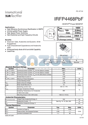 IRFP4468PBF datasheet - HEXFET Power MOSFET