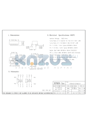 XF013B4A datasheet - TRANSFORMER