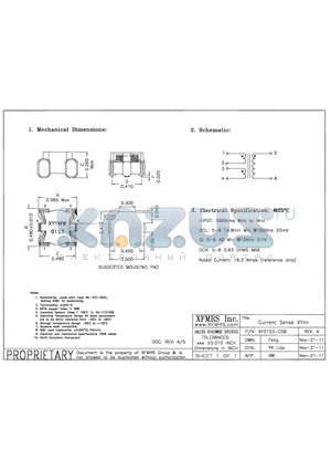 XF0153-CS6 datasheet - UNLESS OTHERWISE SPECIFIED TOLERANCES -0.010 DIMENSIONS IN INCH